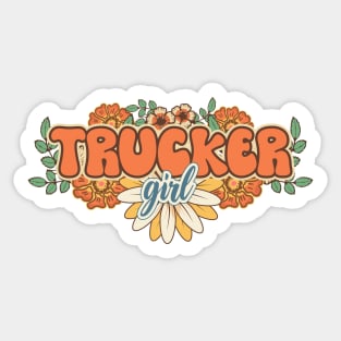 Groovy trucker girl female truck driver Sticker